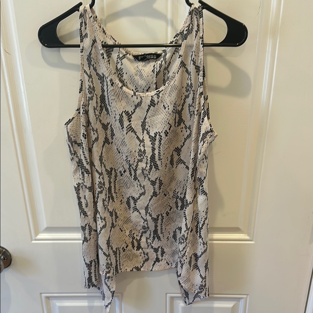 Express Asymmetrical Gray Black Tank Top